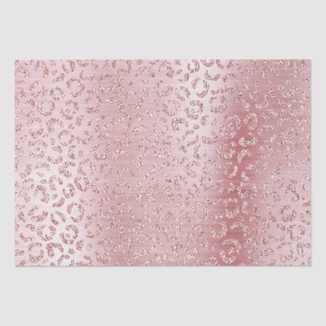 Blush Pink Glam Glitter Leopard Tissue Paper (Front)