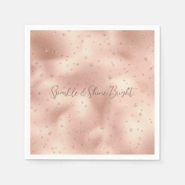 Blush Pink Glam Glitter Snowflake         Napkin (Front)