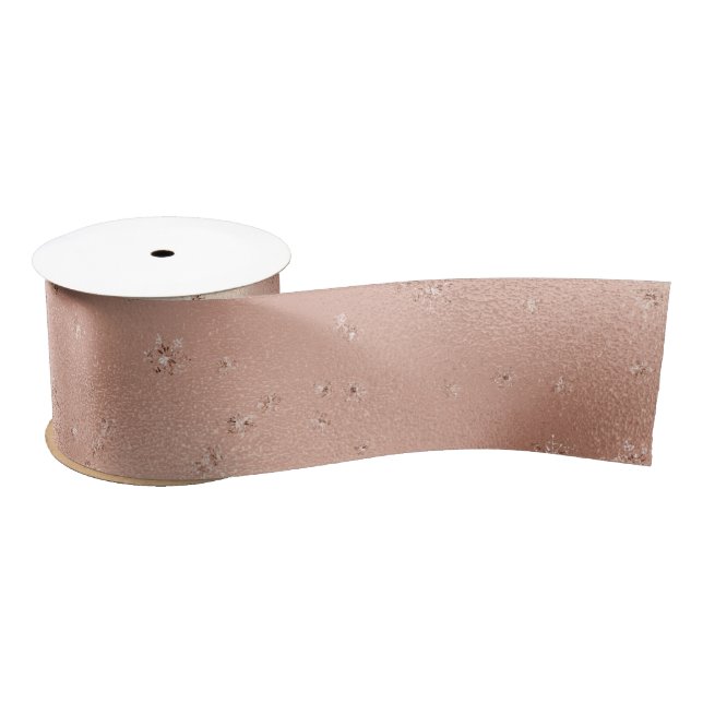 Blush Pink Glam Glitter Snowflake    Satin Ribbon (Spool)