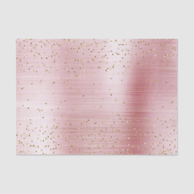 Blush Pink Glam Gold Sparkle Confetti Baby Shower Tissue Paper (Front)
