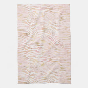 Blush Pink Glam Gold Zebra Print Kitchen Towel