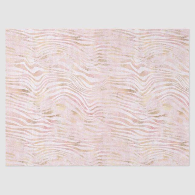 Blush Pink Glam Gold Zebra Print Tissue Paper (Front)
