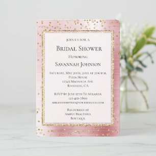 Blush Pink Glam Sparkle Confetti Bridal Shower Invitation
