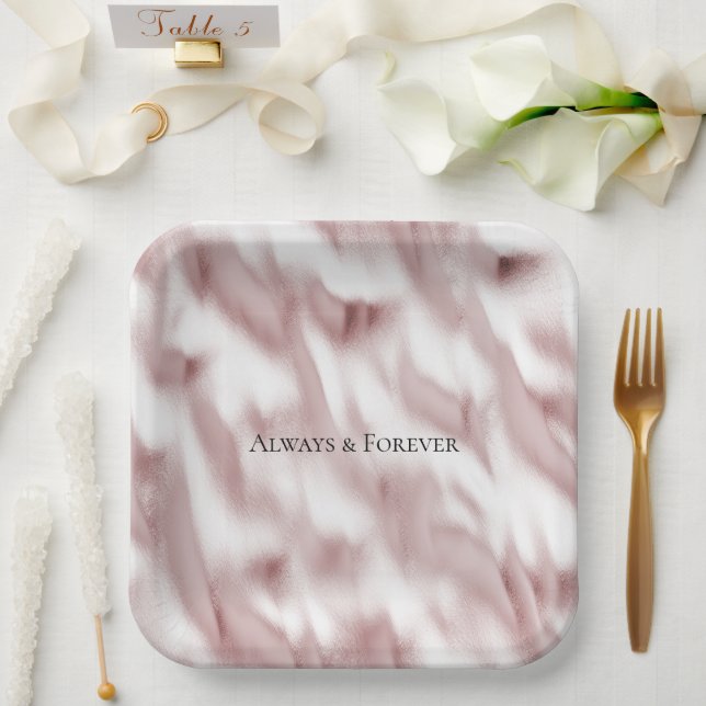 Blush Pink Glam Wedding Bridal Shower Paper Plate (Wedding)