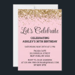 Blush Pink Glitter 30th Birthday Let's Celebrate Invitation<br><div class="desc">Blush Pink Gold Glitter Invite,  30th Birthday Party invitation Thirty,  Let's celebrate digital Any Age,  Instant download Forty Fifty Sixty,  Personalized 21st 40th 50th 60th,  Elegant Milestone template Sweet 16,  Custom 18th Glam Golden Confetti,  Adult Calligraphy Modern Stylish script,  Chic trendy simple for her,  Bling 16th quinceanera 15th celebration</div>