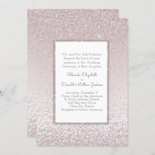 Blush Pink Glitter and Shine Wedding Invitation