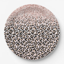Blush Pink Glitter Black Cream Leopard Print