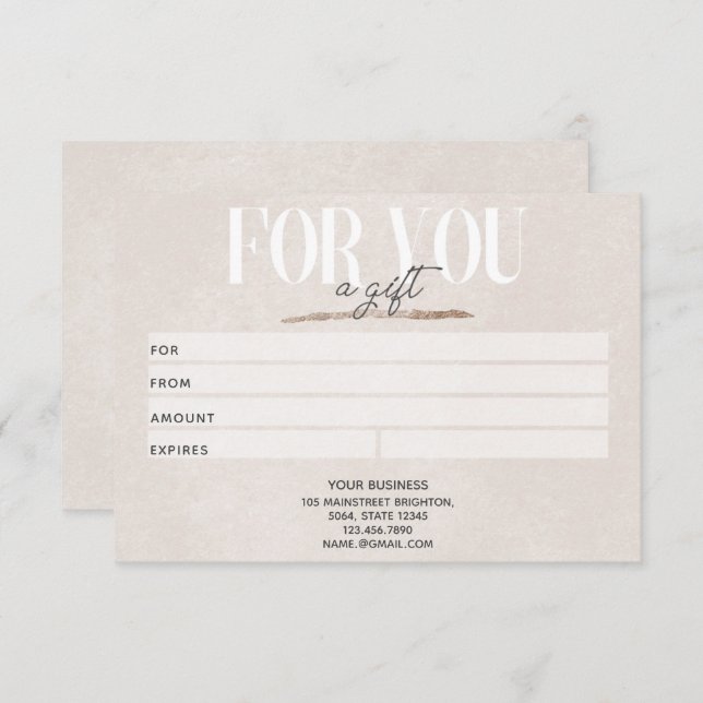 Blush Pink Glitter Business Gift Certificate Card (Front/Back)