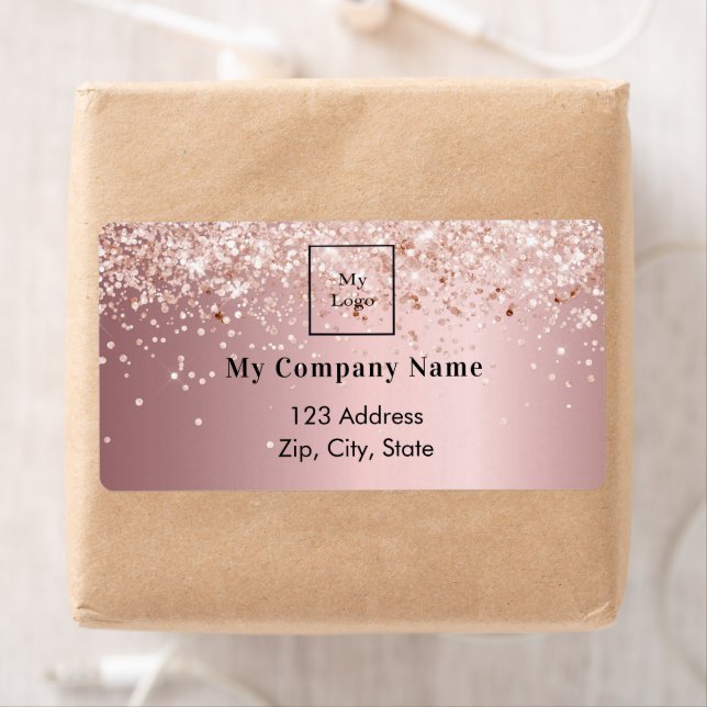 Blush pink glitter business logo return address (Insitu)