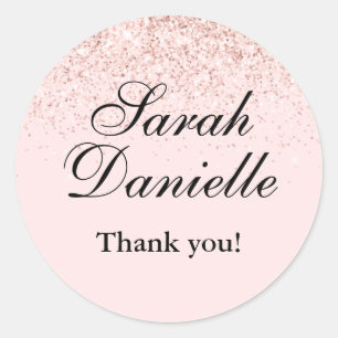 Blush Pink Glitter Confetti Party Favour Classic R Round Sticker