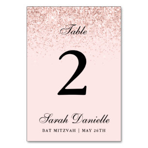 Blush Pink Glitter Confetti Personalized Table Num Number