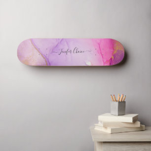 Blush Pink Glitter Custom Name  Skateboard