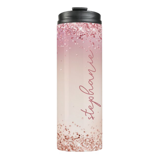 Blush Pink Glitter Custom  Thermal Tumbler (Front)