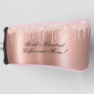 Blush Pink - Glitter Drips- Greatest Golfer & Mom Golf Head Cover