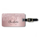 Blush pink glitter drips monogram name