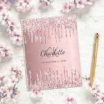 Blush pink glitter drips monogram script 2025 planner<br><div class="desc">A blush pink background with faux glitter drips,  paint dripping look.  Personalize and add your monogram initials,  name and a title/year (any year)  Your monogram initials as a pattern on the background.</div>