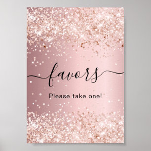 Blush pink glitter dust party favour sign