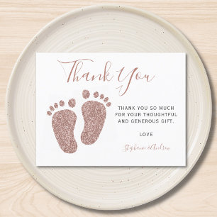 Blush Pink Glitter Feet Baby Shower Thank You Postcard