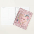 Blush pink glitter floral monogram 2022