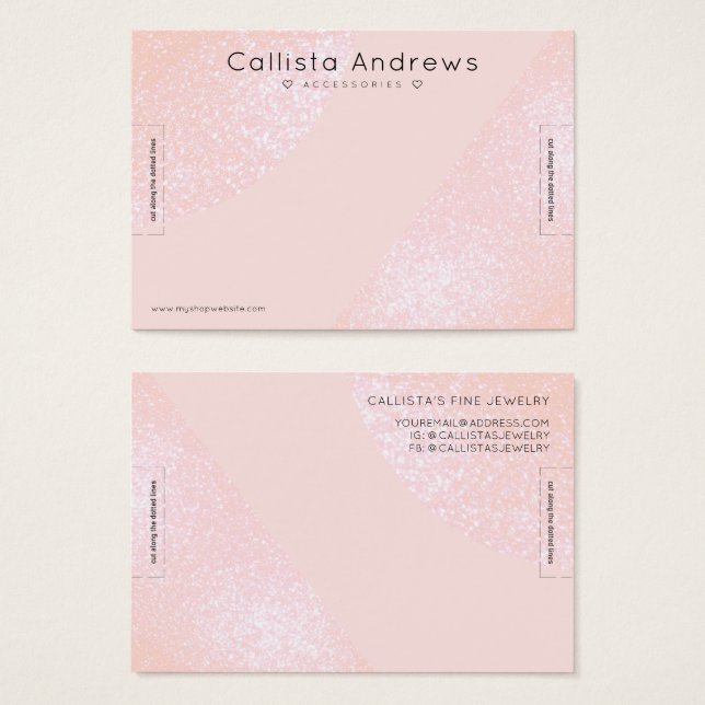 Blush Pink Glitter Geo Heart Bracelet Display (Devant & derrière)