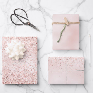 Blush Pink Glitter Glitz     Wrapping Paper Sheet