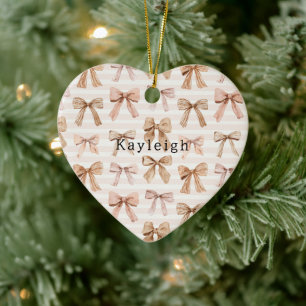 Blush Pink Glitter Hearts Love Ceramic Ornament