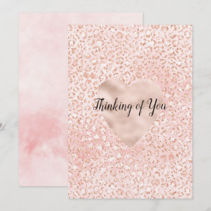 Blush Pink Glitter Leopard Print Heart   Card