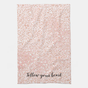 Blush Pink Glitter Leopard Print                Kitchen Towel