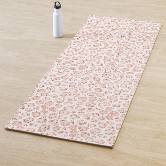 Blush Pink Glitter Leopard Print                 Yoga Mat (In Situ)
