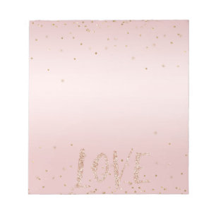 Blush Pink Glitter Love Gold Confetti        Notepad