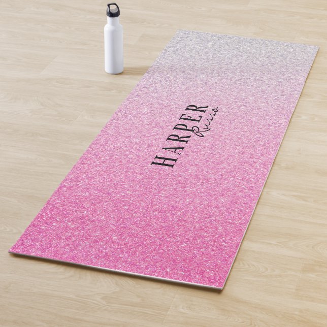 Blush Pink glitter personal Sign Yoga Mat (In Situ)