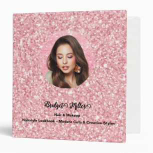 Blush Pink glitter photo Hairstyle Lookbook Binder
