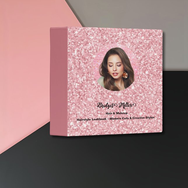 Blush Pink glitter photo Hairstyle Lookbook Binder (Creator Uploaded)