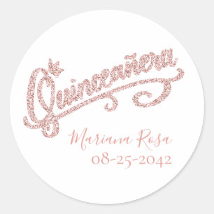 Blush Pink Glitter Quinceanera Crown Sticker