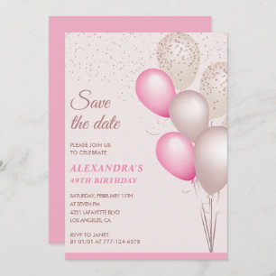Blush Pink Glitter Save the date 49th birthday Invitation