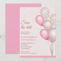 Blush Pink Glitter Save the date 66th birthday