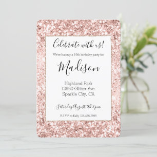 Blush Pink Glitter Sparkle Invitation
