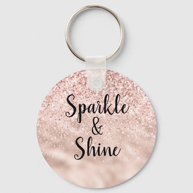 Blush Pink Glitter Sparkle   Keychain (Front)