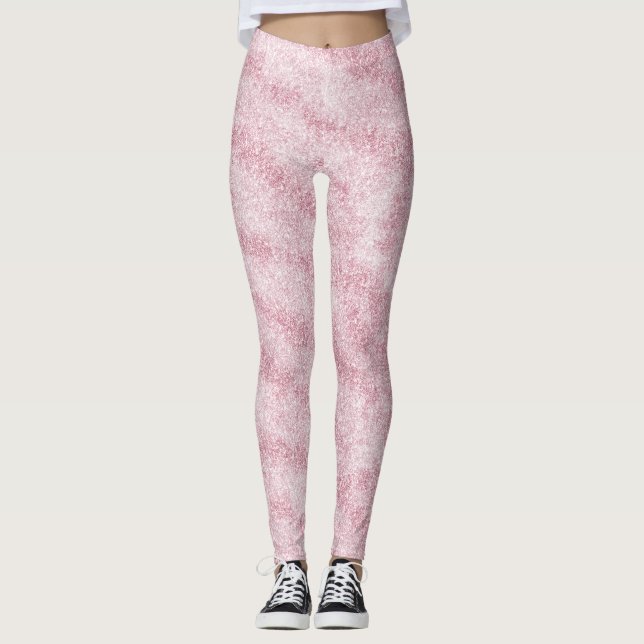 Blush Pink Glitter Sparkle Leggings (Front)
