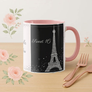 Blush Pink Glitter Sweet 16 Birthday Parisian Chic Mug