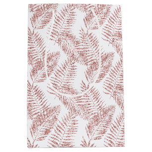 Blush Pink Glitter Tropical Leaves Medium Gift Bag