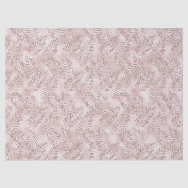 Blush Pink Glitter Tropical Leaves   Tissue Paper (Front)
