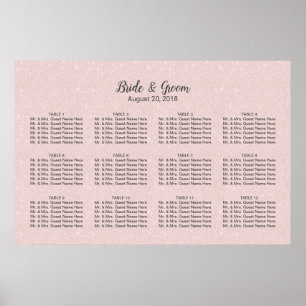Blush Pink Glitter Wedding Seating Chart