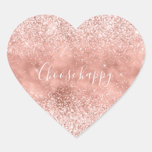 Blush Pink Glitzy Sparkle Glitter Heart Sticker (Front)