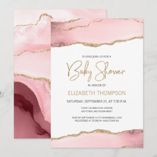 Blush Pink Gold Agate Baby Shower