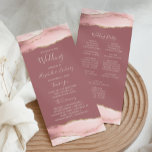 Blush Pink Gold Agate Dusty Rose Wedding Program<br><div class="desc">This elegant,  modern wedding program features blush pink watercolor agate top and bottom borders trimmed with gold faux glitter. The text appears in elegant blush handwriting and copperplate fonts on a dusty rose background.</div>