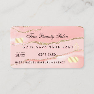 Blush Pink Gold Agate Marble Credit Gift Card