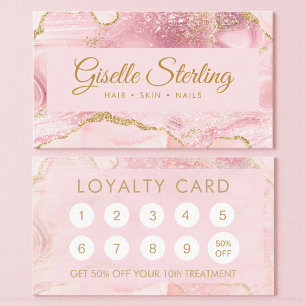 Blush Pink Gold Agate Marble Loyalty Card