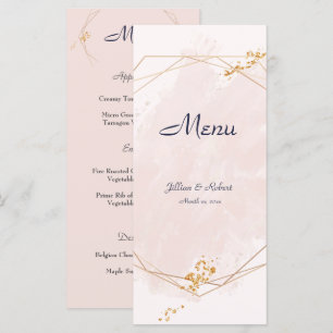 Blush Pink, Gold and Navy, Wedding Menu