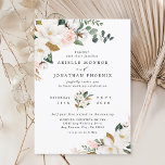 Blush Pink Gold and White Magnolia Floral Wedding Invitation<br><div class="desc">Designs features elegant magnolia, peony rose, eucalyptus, greenery and other watercolor elements in white, blush pink or pink peach and more. The greenery features shades of dark and light green colours with some elements featuring gold, antique gold and copper. This classy item is versatile for varieties of wedding themes --...</div>